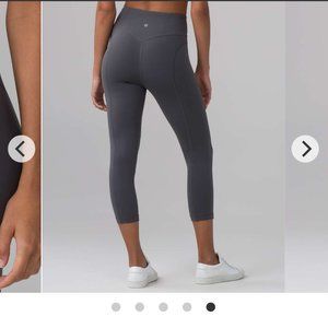 RARE Lululemon Pushing Limits Crop 21" Dark Carbon size 4